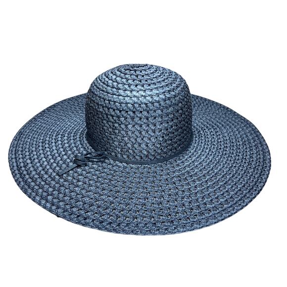 Retro Style Floppy Woven Wide Brim Sun Hat Black Beach Summer Pool Vintage Glam - Picture 1 of 8